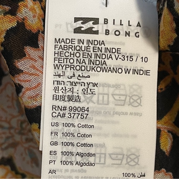 Billabong Cotton Peasant Blouse Size S - Picture 6 of 6